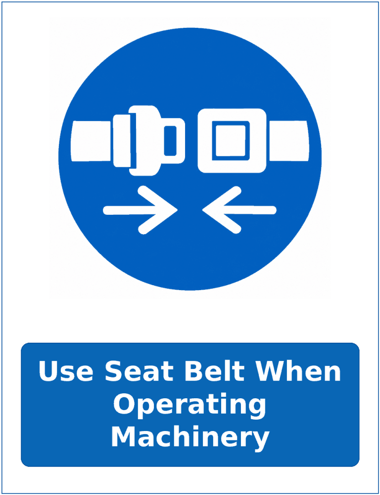 Use Seat Belt When Operating Machinery mandatory seat belt safety sticker