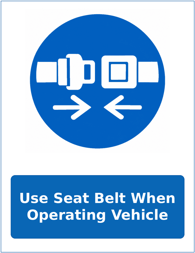 Use Seat Belt When Operating Vehicle mandatory seat belt safety sticker
