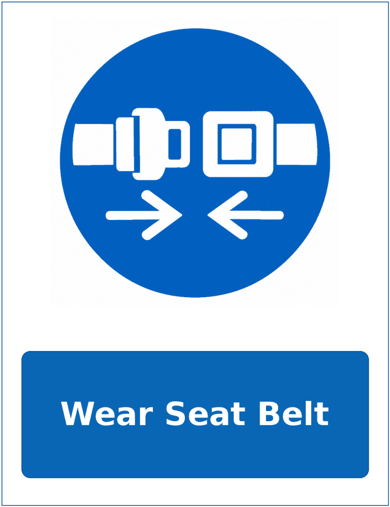 Wear Seat Belt mandatory seat belt safety sticker