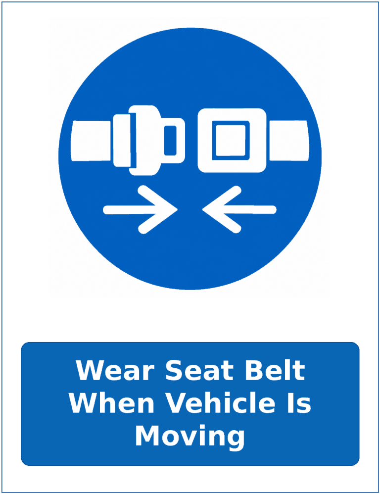 Wear Seat Belt When Vehicle Is Moving mandatory seat belt safety sticker