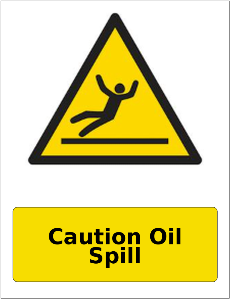 Caution Oil Spill portrait slippery surface warning sticker