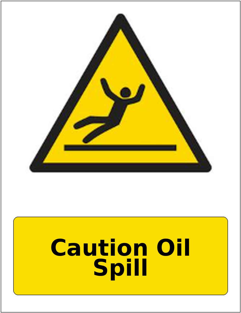 Caution Oil Spill portrait slippery surface warning sticker