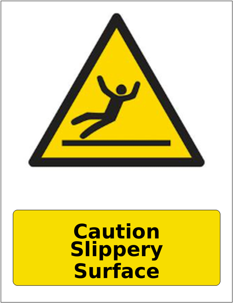 Caution Slippery Surface portrait slippery surface warning sticker