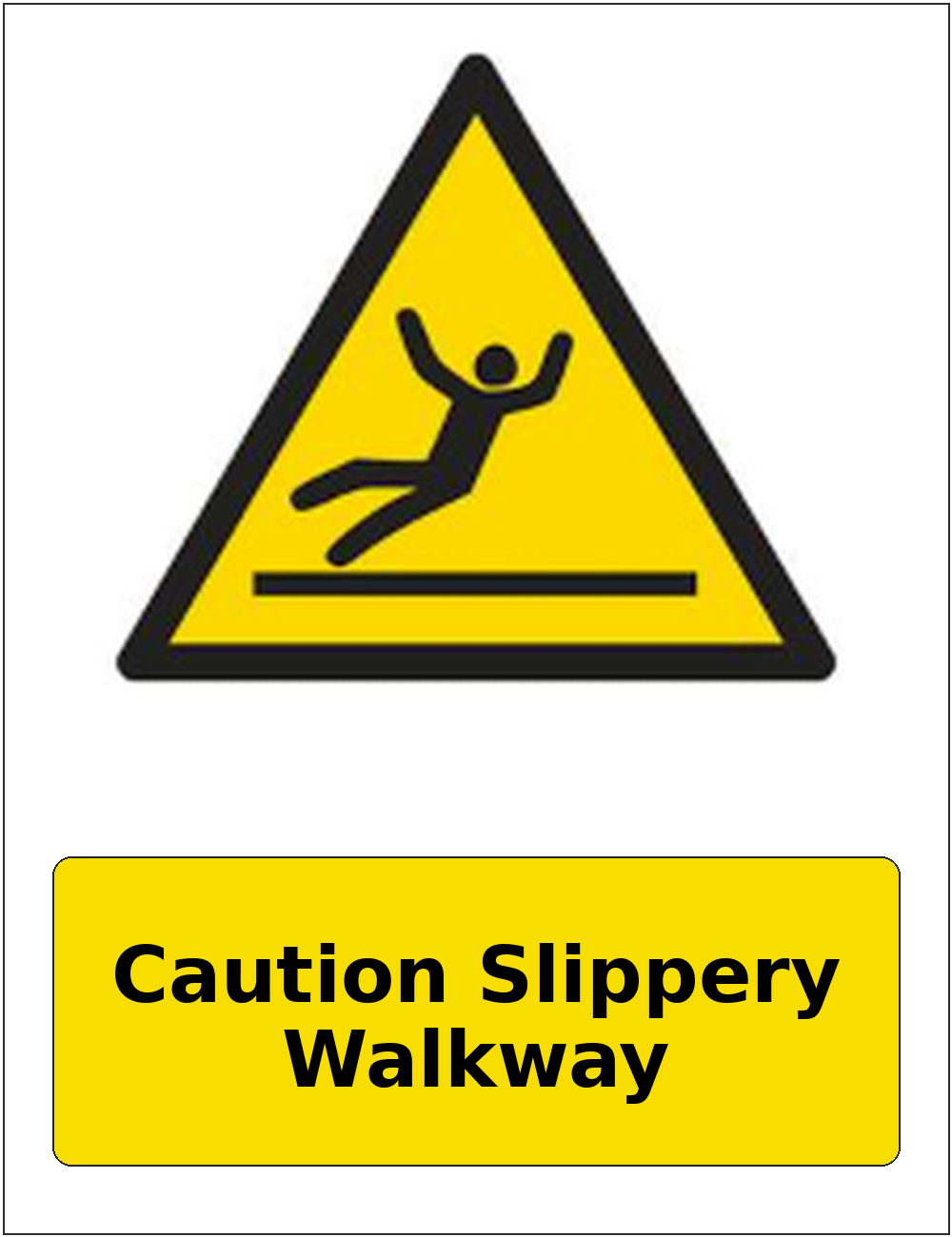 Caution Slippery Walkway portrait slippery surface warning sticker