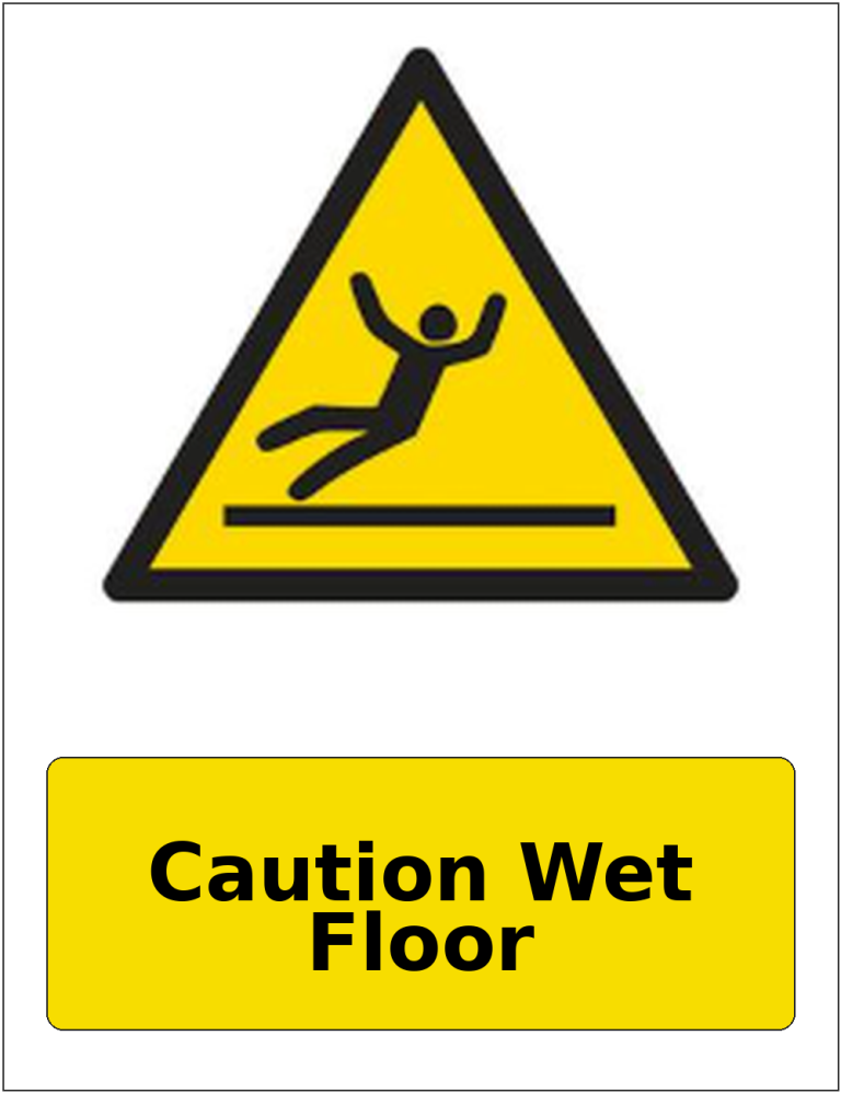 Caution Wet Floor portrait slippery surface warning sticker