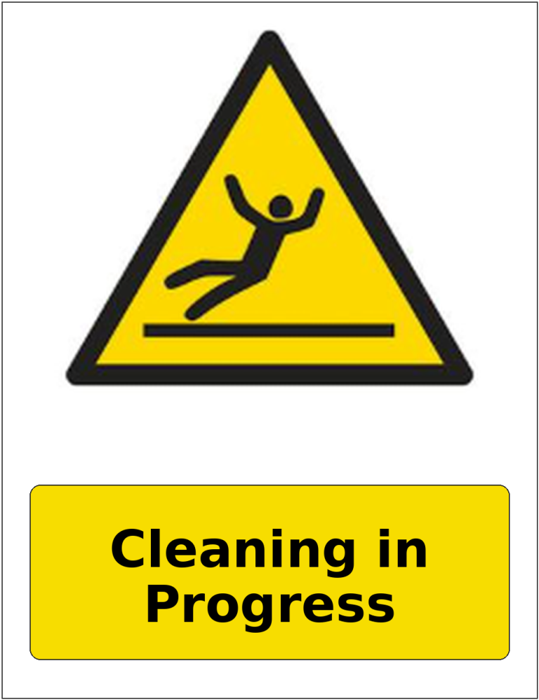 Cleaning in Progress portrait slippery surface warning sticker