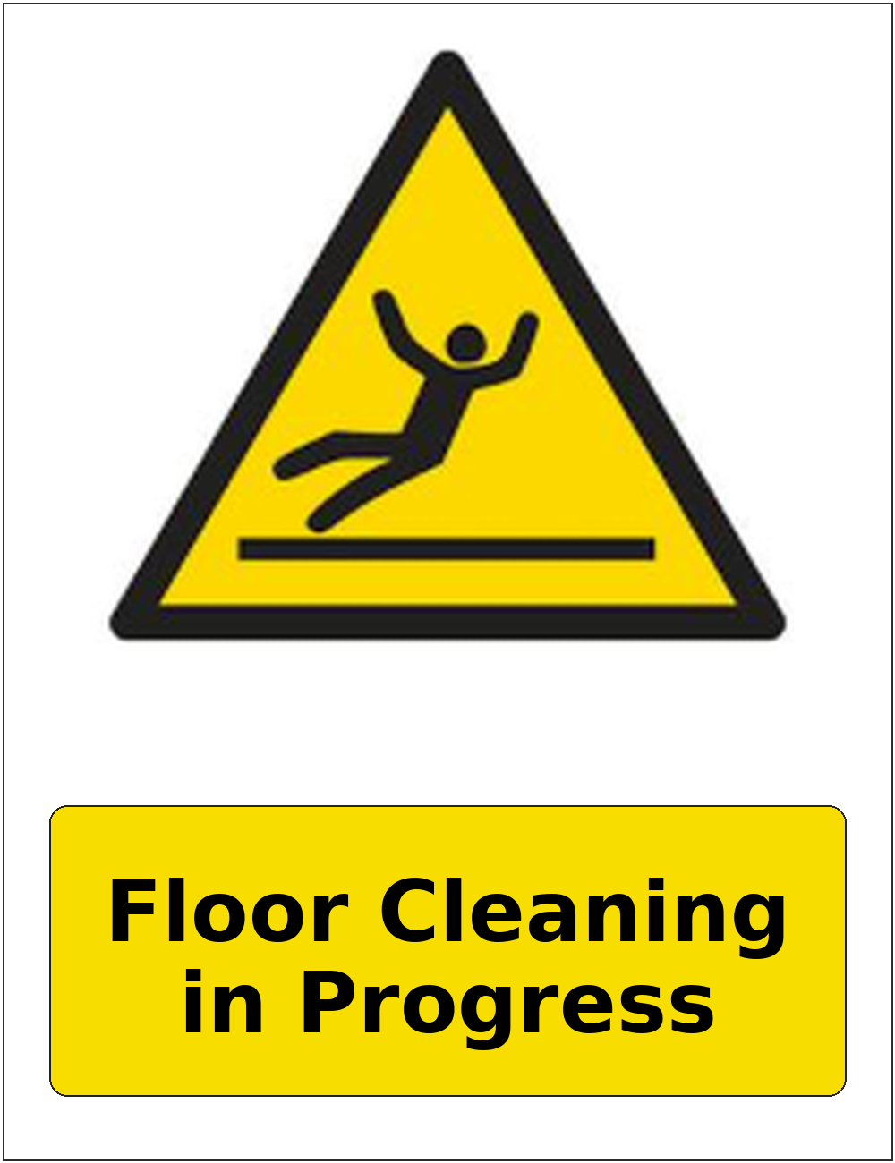 Floor Cleaning in Progress portrait slippery surface warning sticker