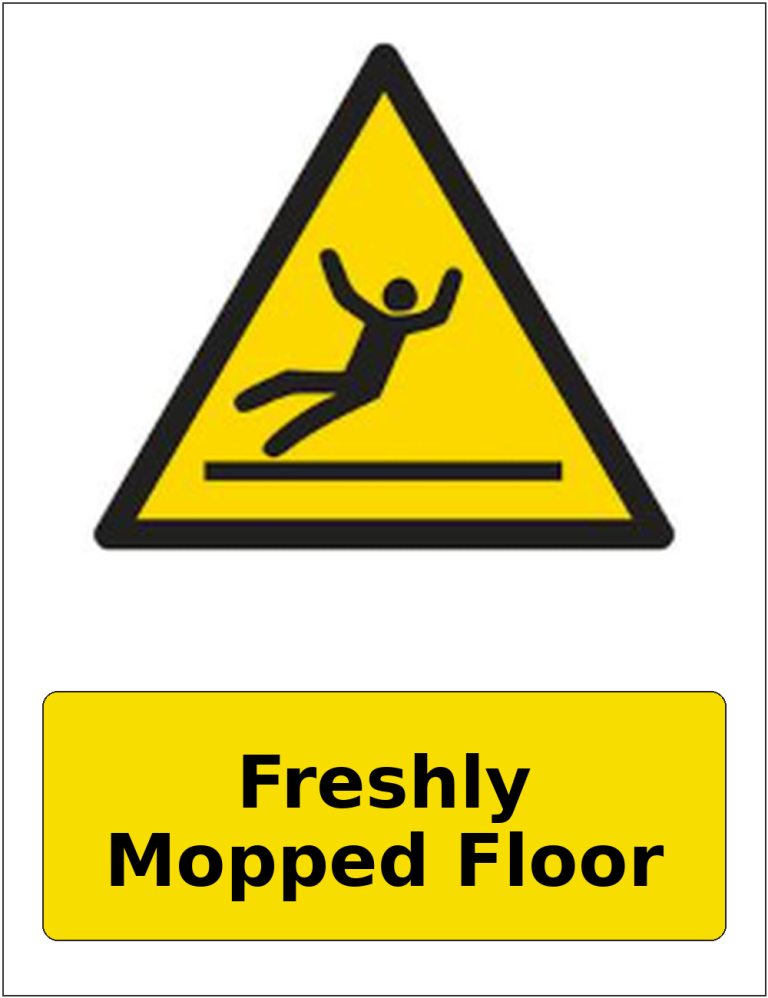 Freshly Mopped Floor portrait slippery surface warning sticker