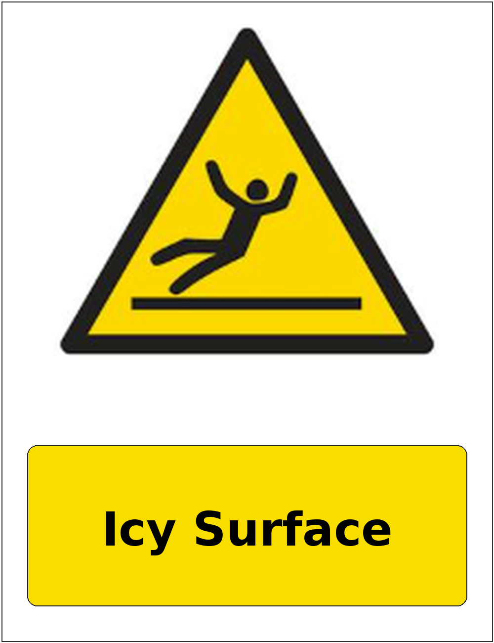 Icy Surface portrait slippery surface warning sticker