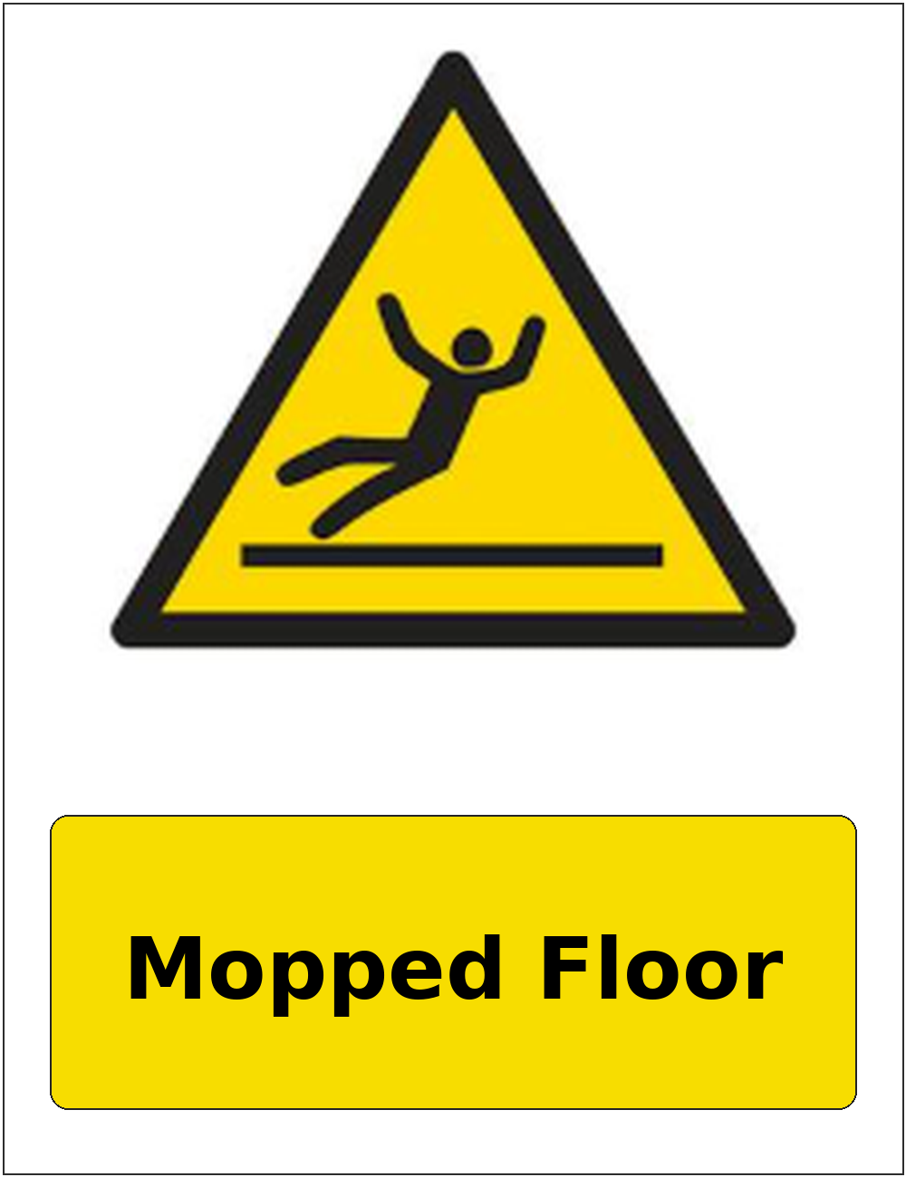 Mopped Floor portrait slippery surface warning sticker