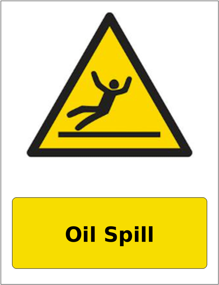 Oil Spill portrait slippery surface warning sticker