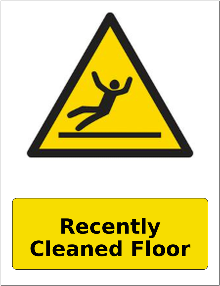 Recently Cleaned Floor portrait slippery surface warning sticker