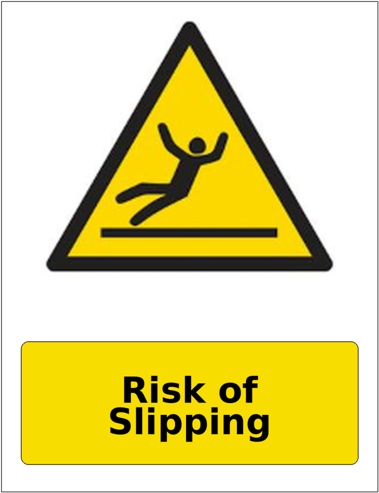 Risk of Slipping portrait slippery surface warning sticker