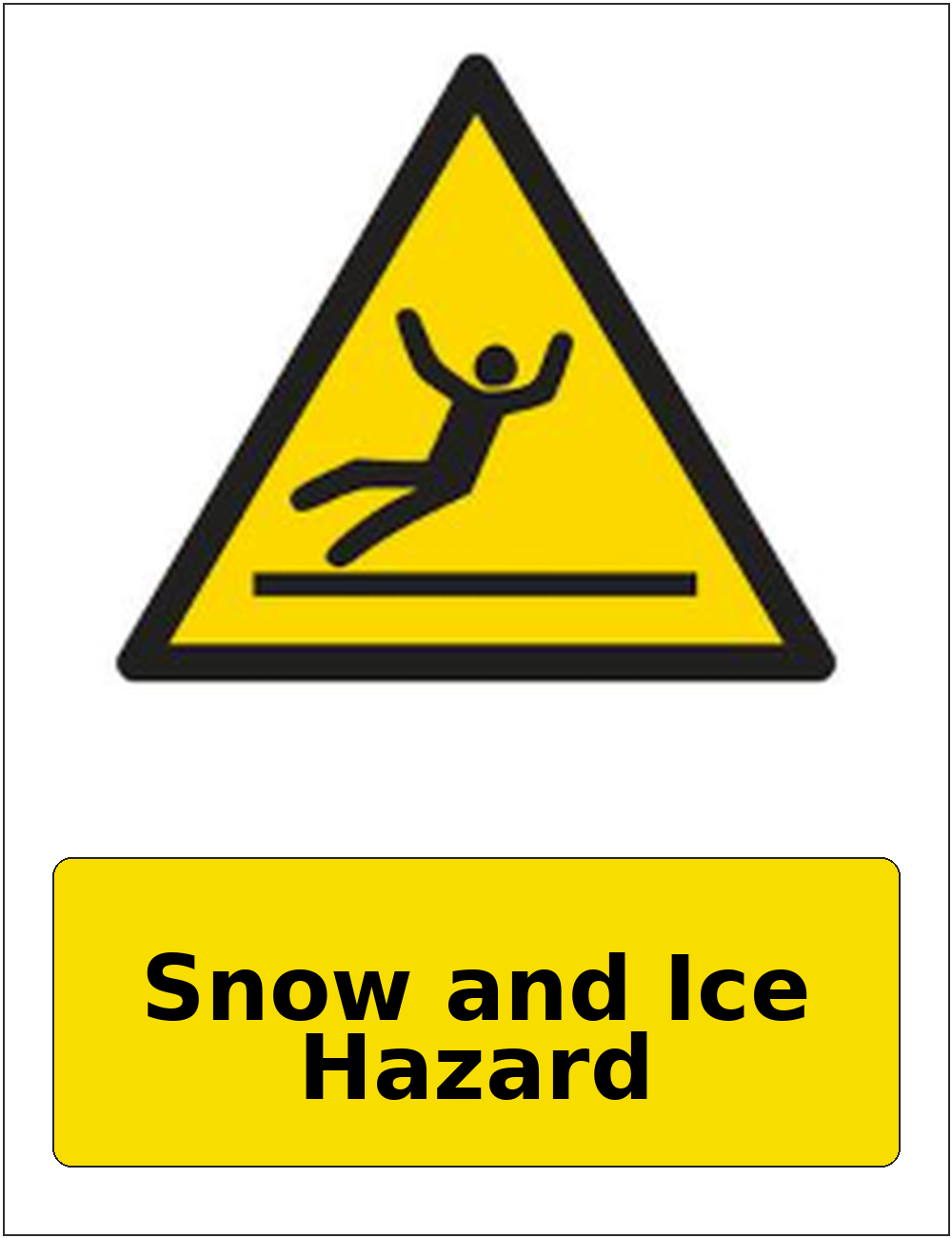Snow and Ice Hazard portrait slippery surface warning sticker