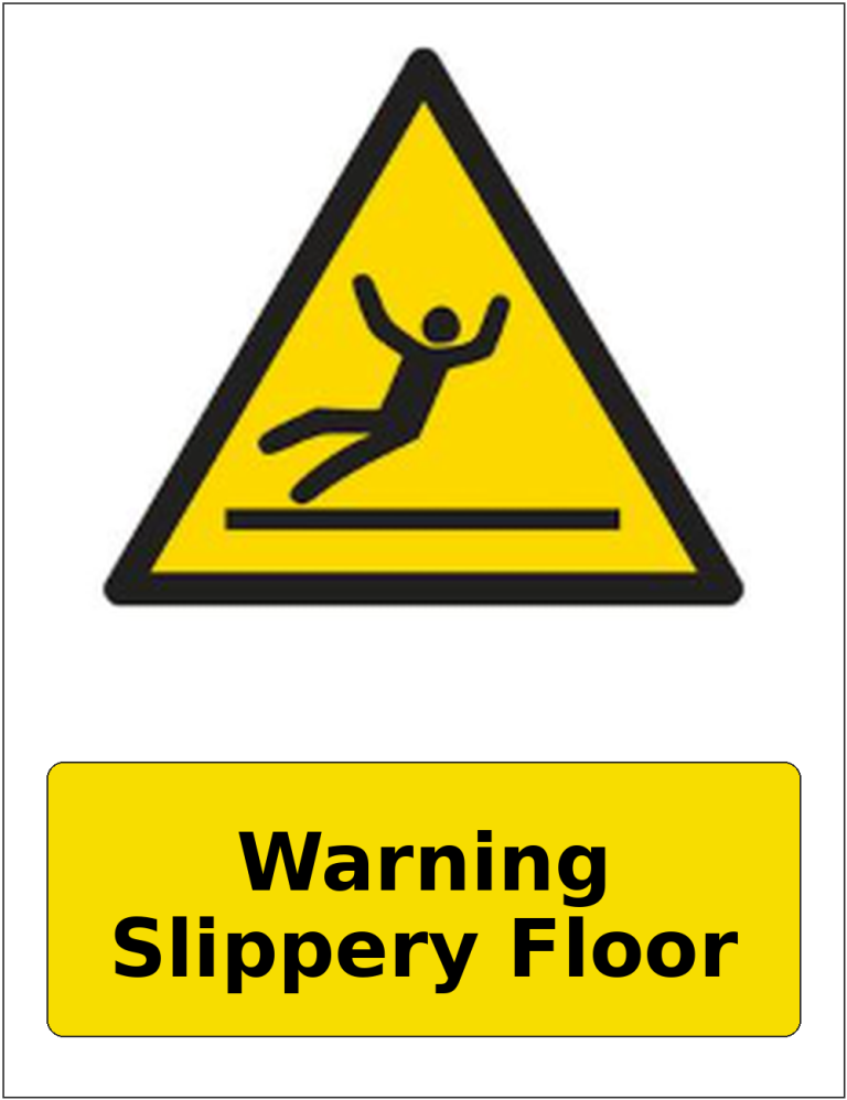 Warning Slippery Floor portrait slippery surface warning sticker