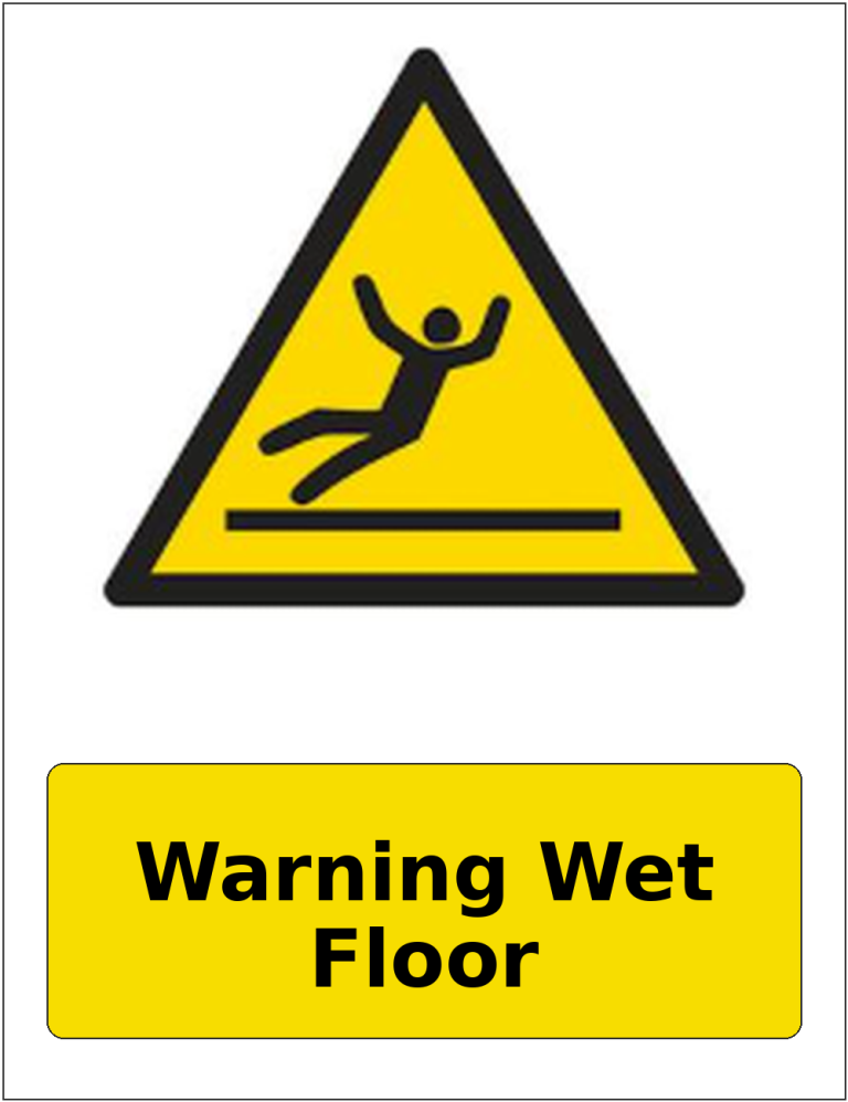 Warning Wet Floor portrait slippery surface warning sticker