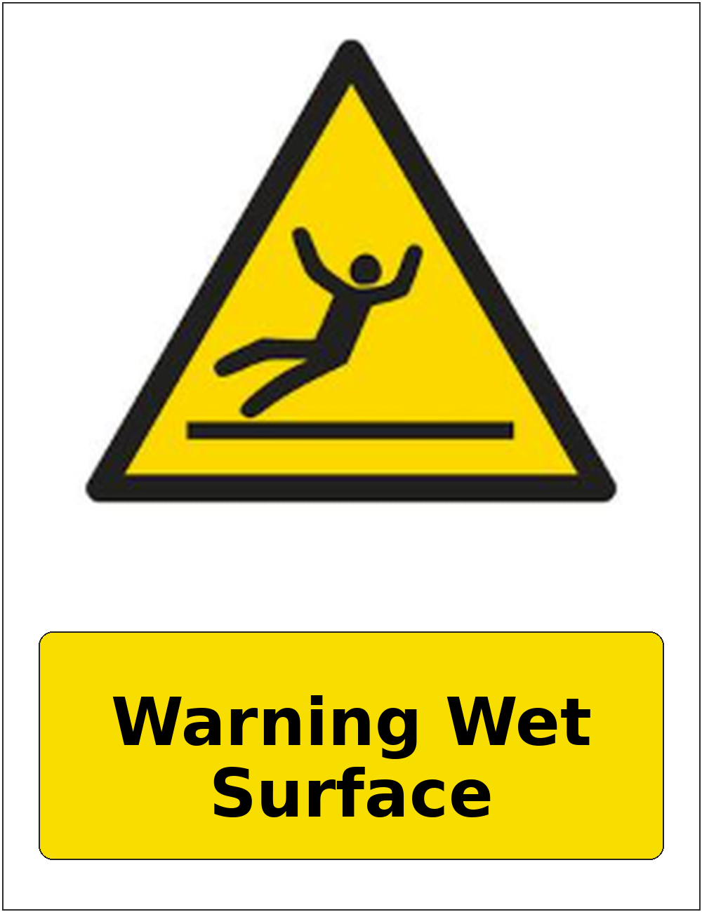 Warning Wet Surface portrait slippery surface warning sticker