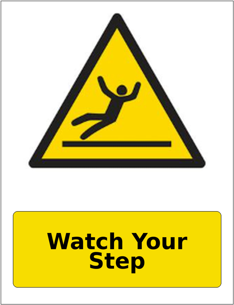 Watch Your Step portrait slippery surface warning sticker