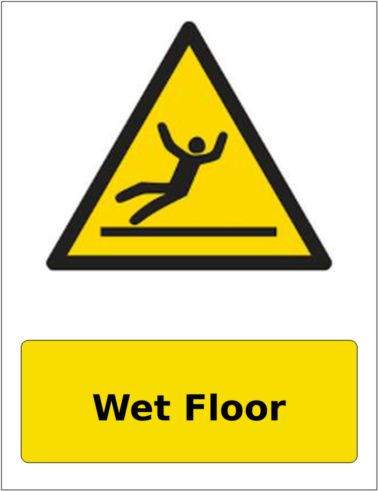 Wet Floor portrait slippery surface warning sticker