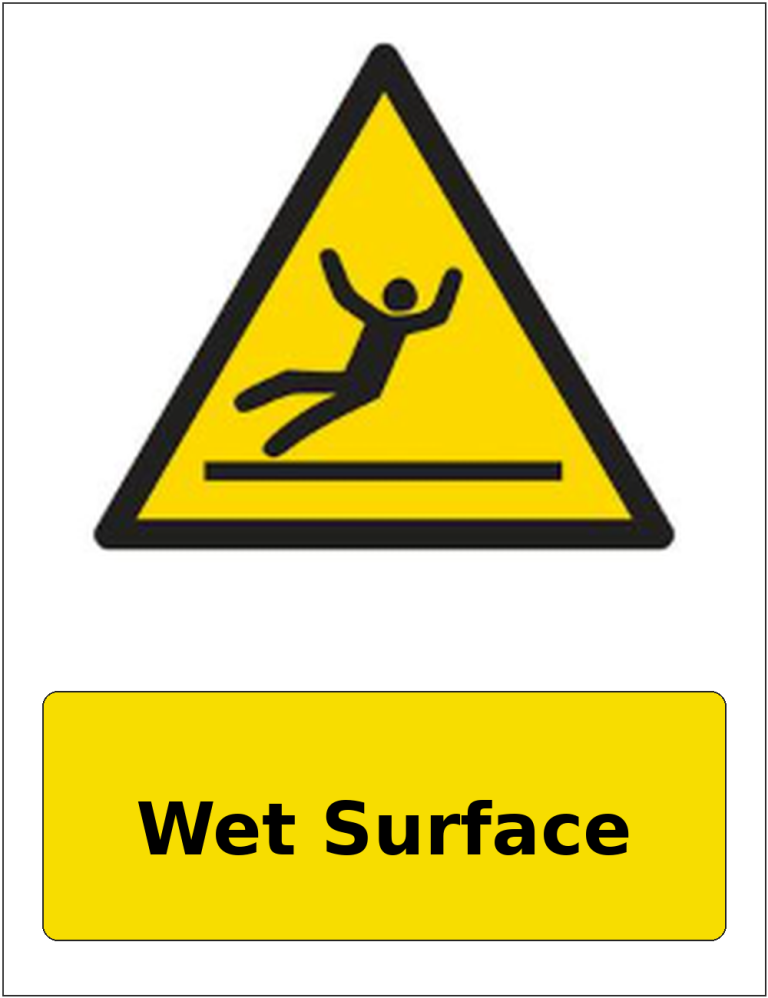 Wet Surface portrait slippery surface warning sticker