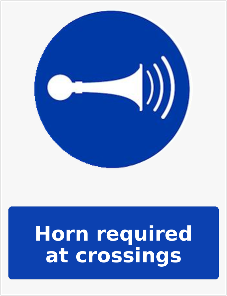 Horn required at crossings mandatory sound horn sticker