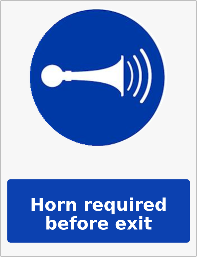Horn required before exit mandatory sound horn sticker
