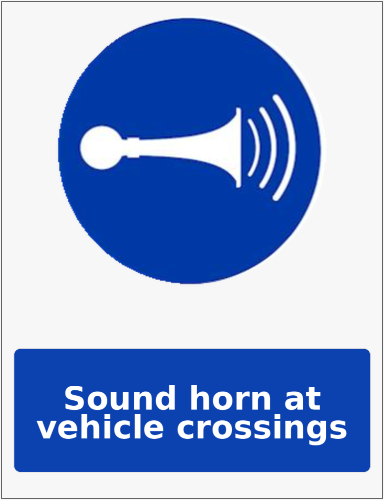 Sound horn at vehicle crossings mandatory sound horn sticker