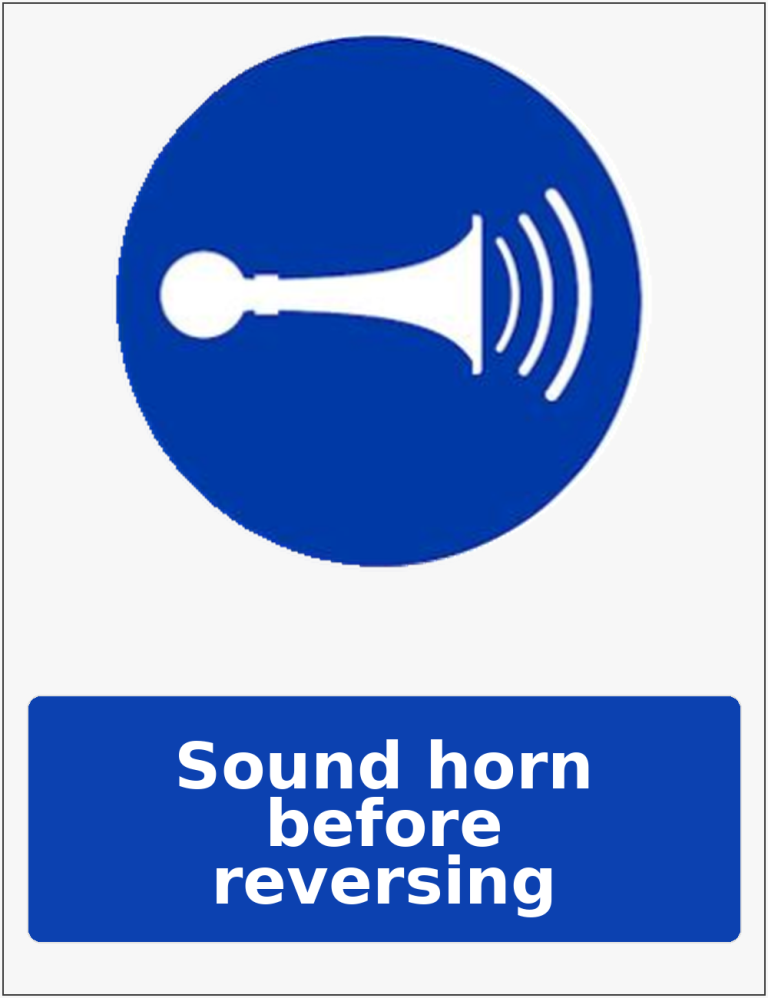 Sound horn before reversing mandatory sound horn sticker