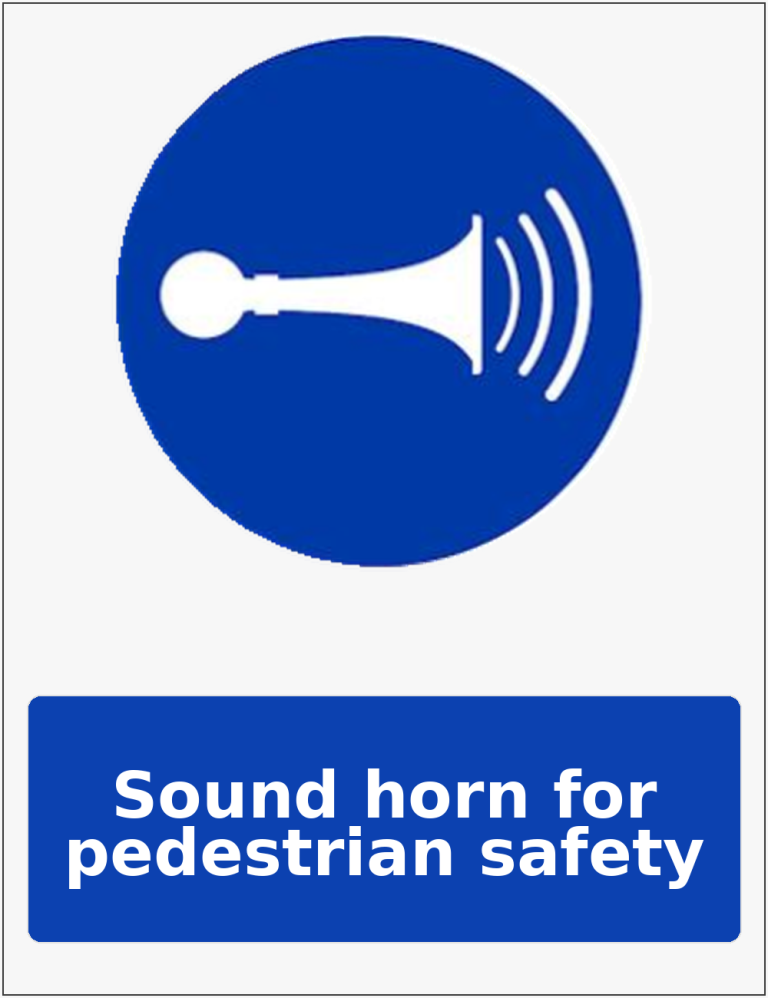 Sound horn for pedestrian safety mandatory sound horn sticker
