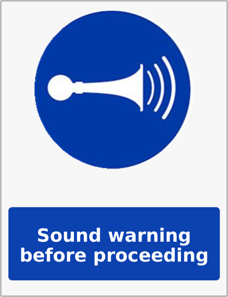 Sound warning before proceeding mandatory sound horn sticker