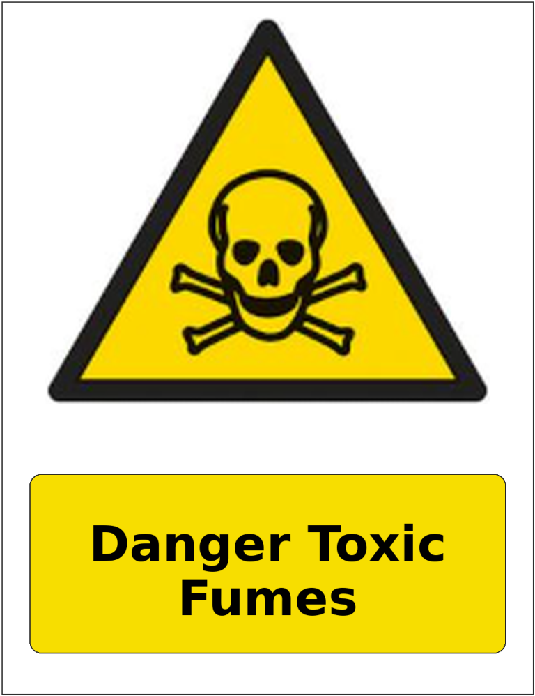 Danger Toxic Fumes portrait toxic warning sticker
