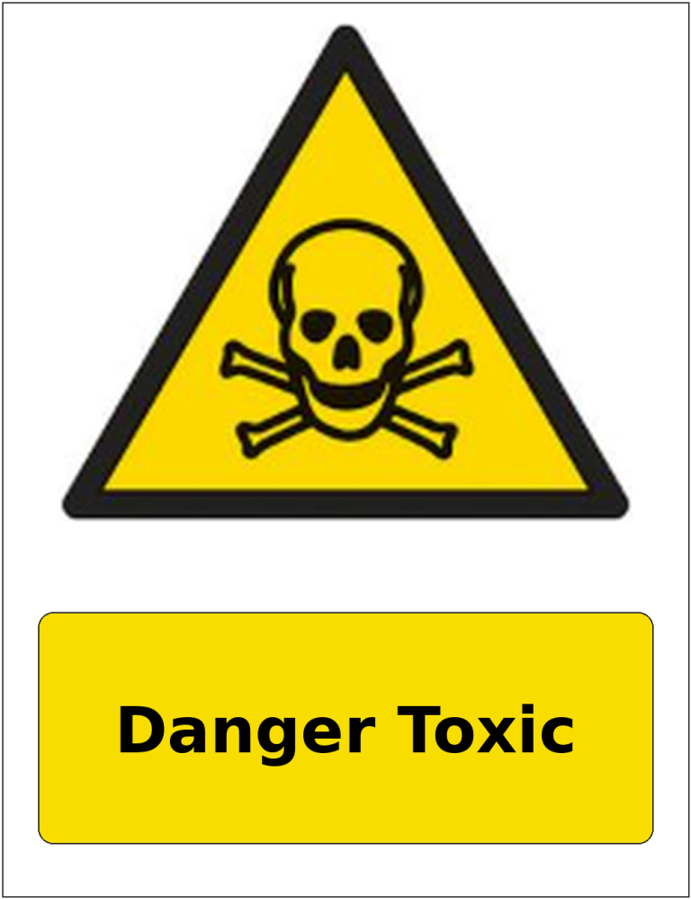 Danger Toxic portrait toxic warning sticker