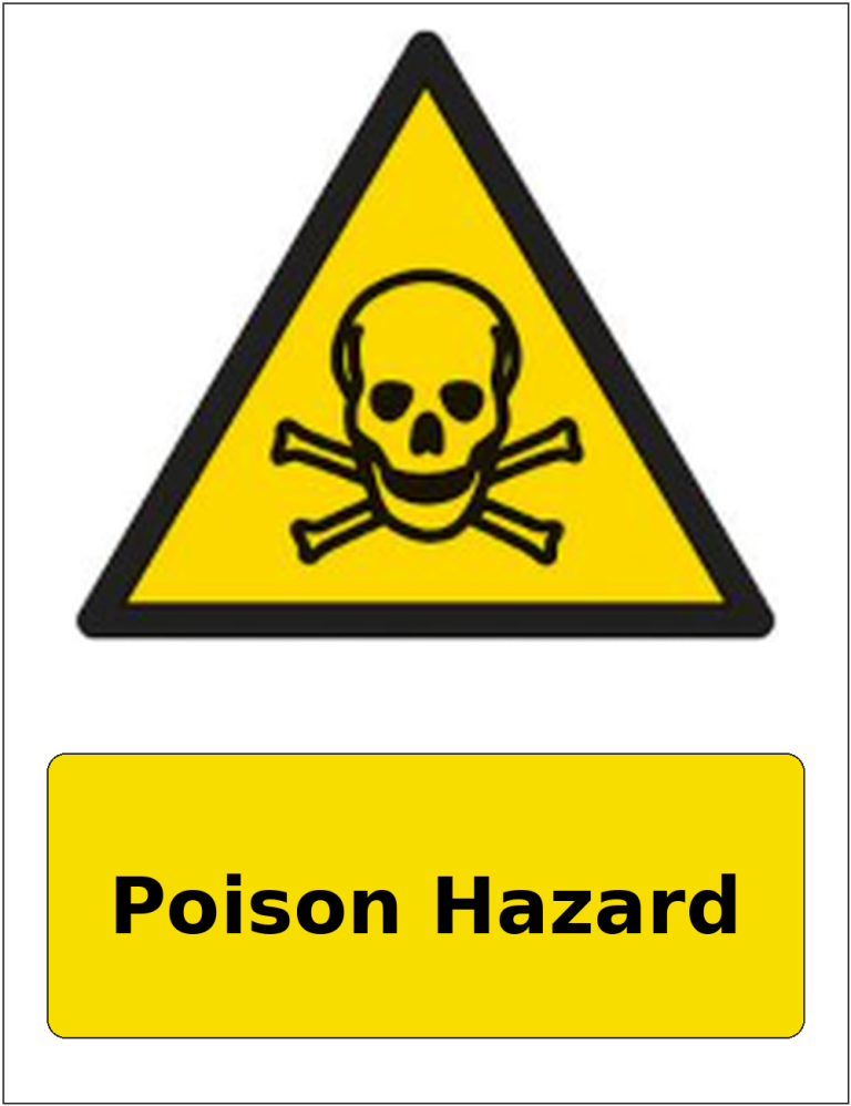 Poison Hazard portrait toxic warning sticker
