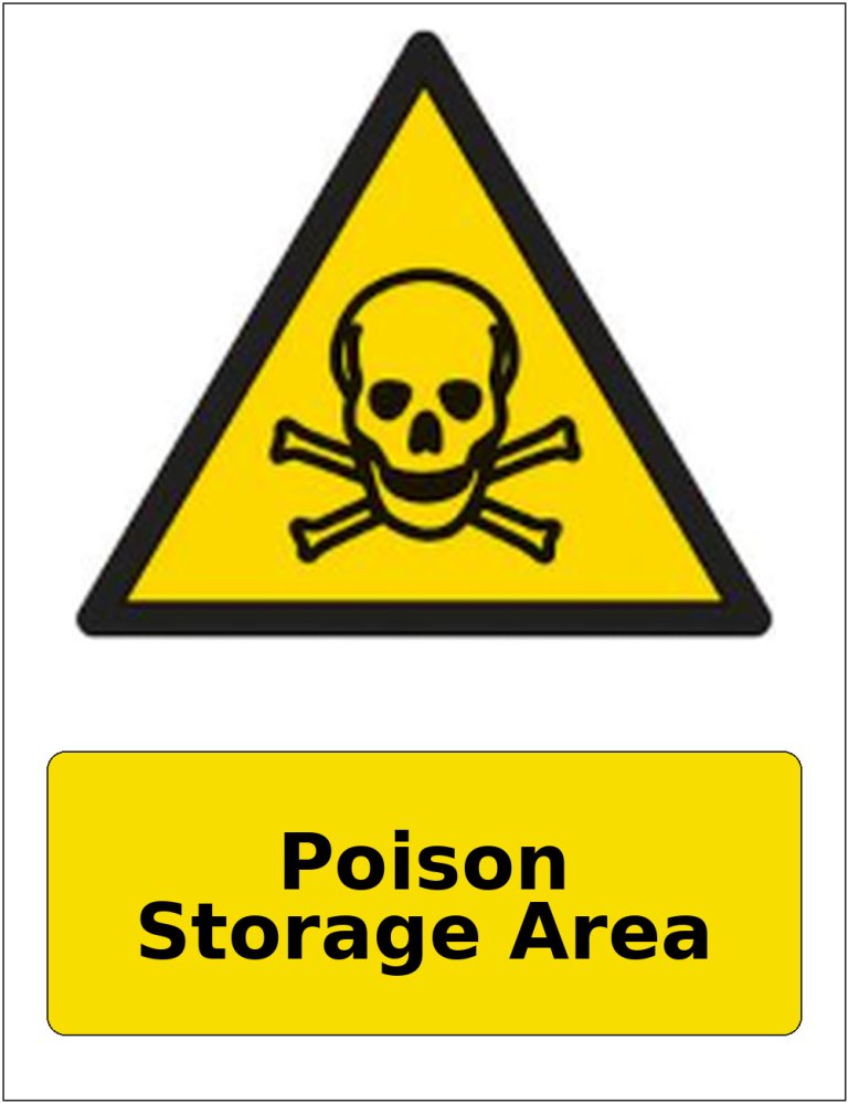 Poison Storage Area portrait toxic warning sticker