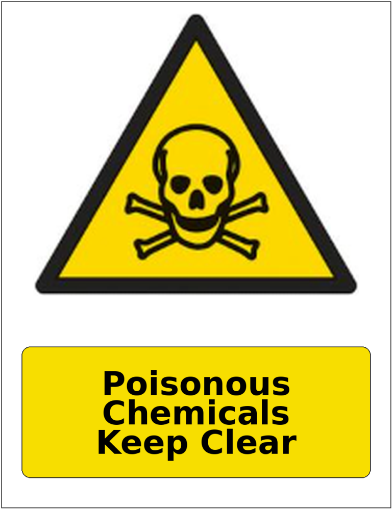 Poisonous Chemicals Keep Clear portrait toxic warning sticker