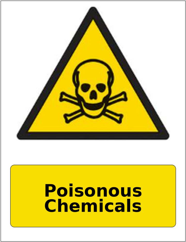 Poisonous Chemicals portrait toxic warning sticker