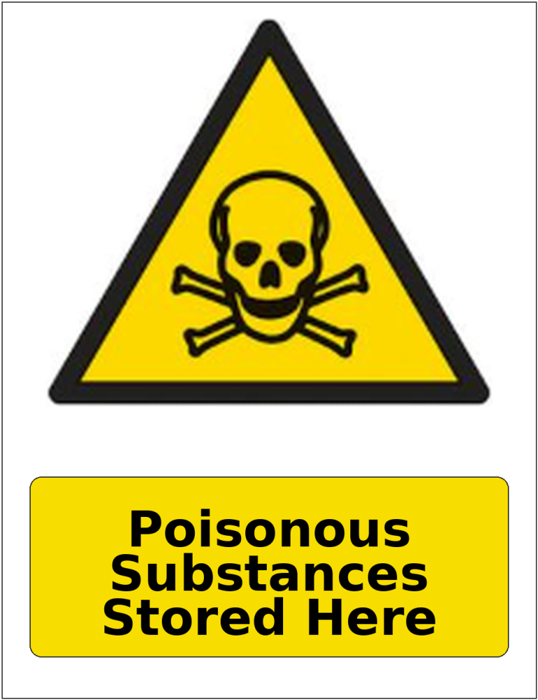 Poisonous Substances Stored Here portrait toxic warning sticker
