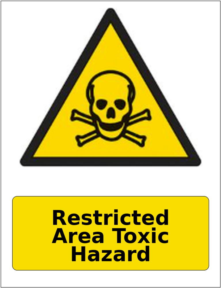 Restricted Area Toxic Hazard portrait toxic warning sticker