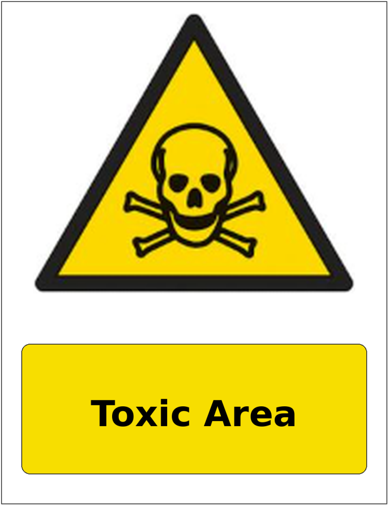 Toxic Area portrait toxic warning sticker