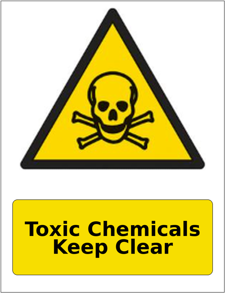 Toxic Chemicals Keep Clear portrait toxic warning sticker