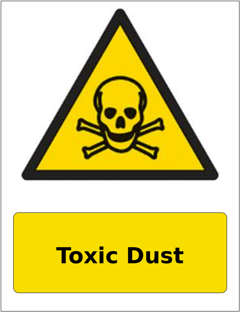 Toxic Dust portrait toxic warning sticker