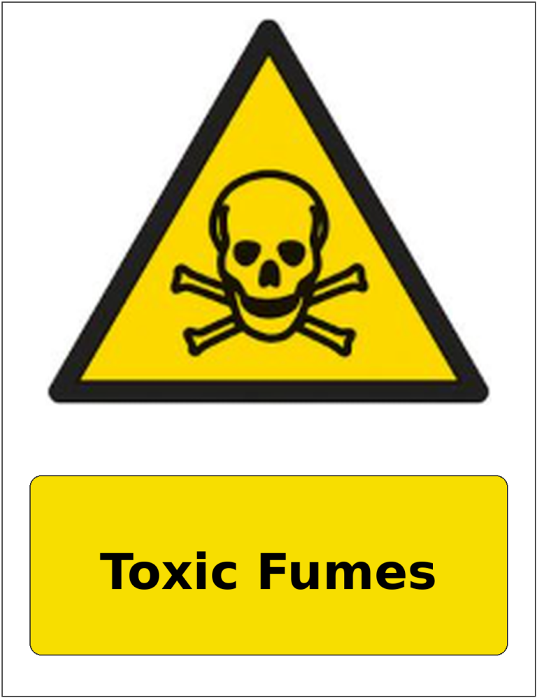 Toxic Fumes portrait toxic warning sticker