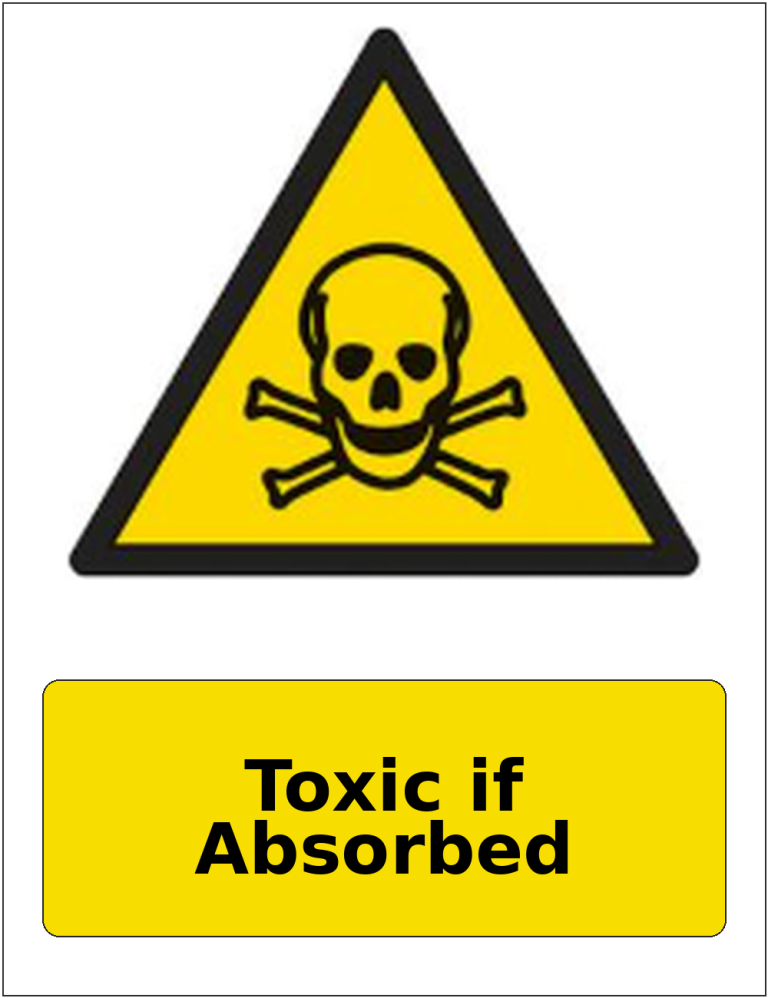 Toxic if Absorbed portrait toxic warning sticker