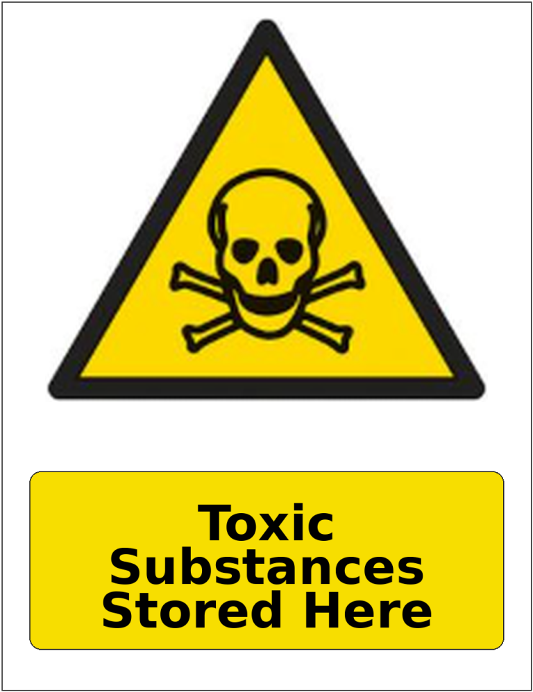 Toxic Substances Stored Here portrait toxic warning sticker