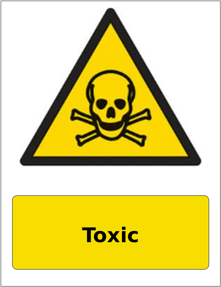 Toxic portrait toxic warning sticker