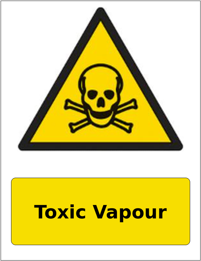 Toxic Vapour portrait toxic warning sticker