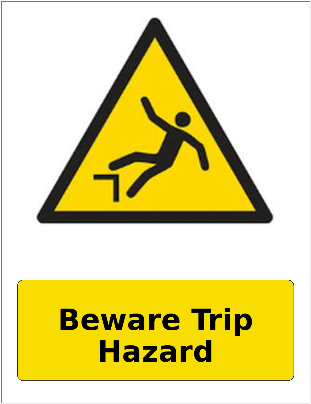 Beware Trip Hazard portrait trip hazard warning sticker