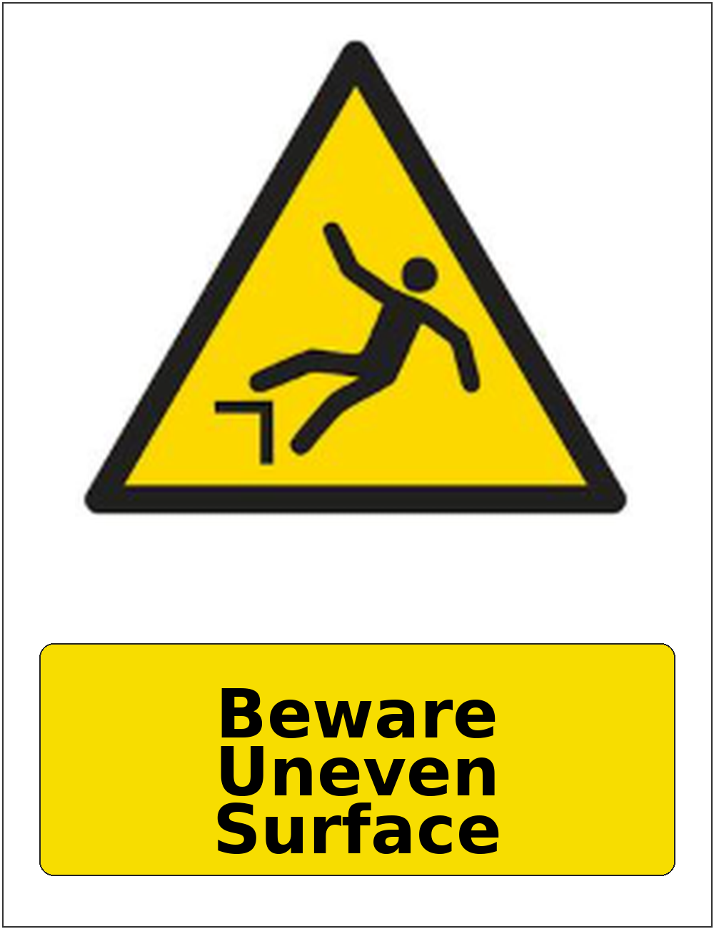 Beware Uneven Surface portrait trip hazard warning sticker