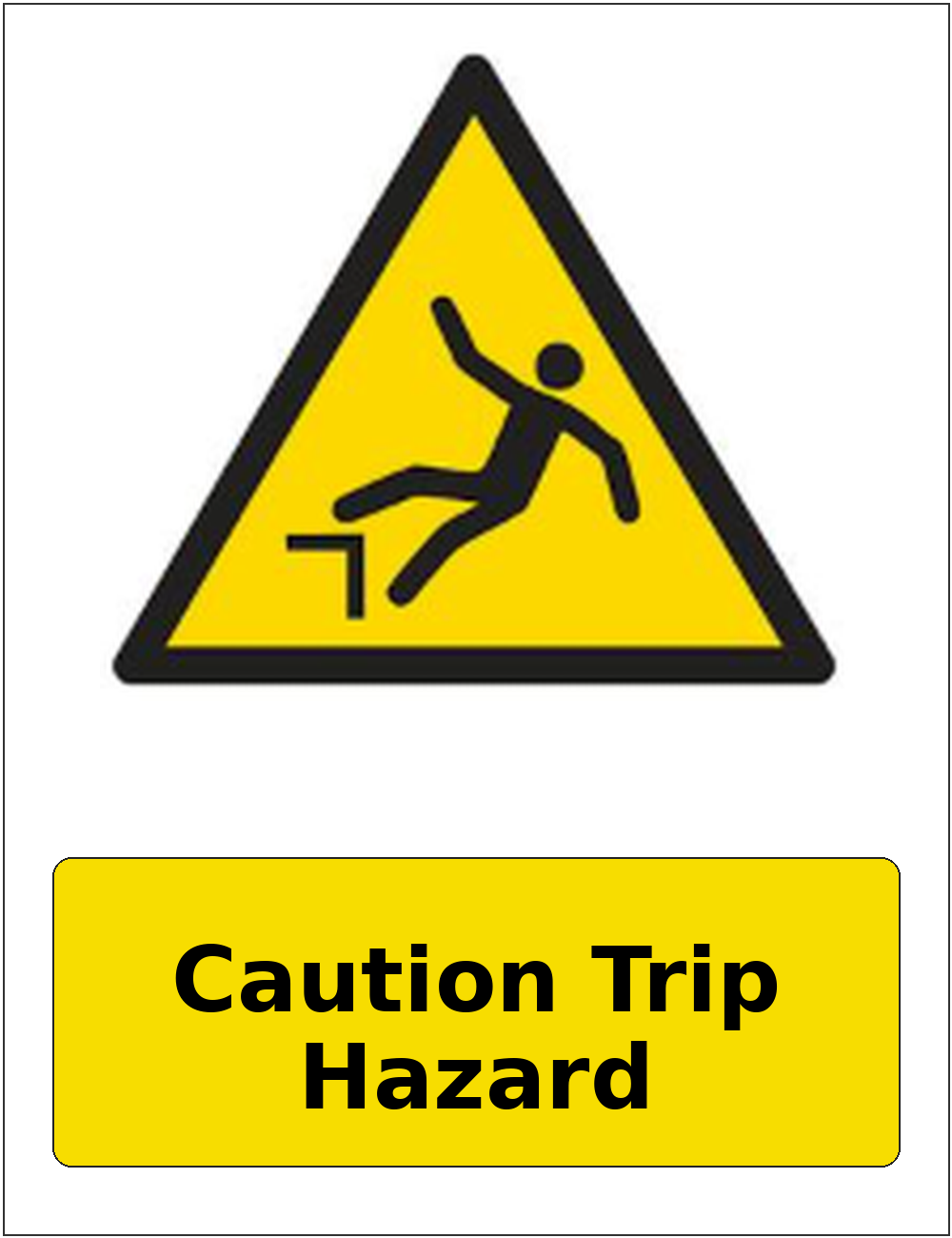 Caution Trip Hazard portrait trip hazard warning sticker