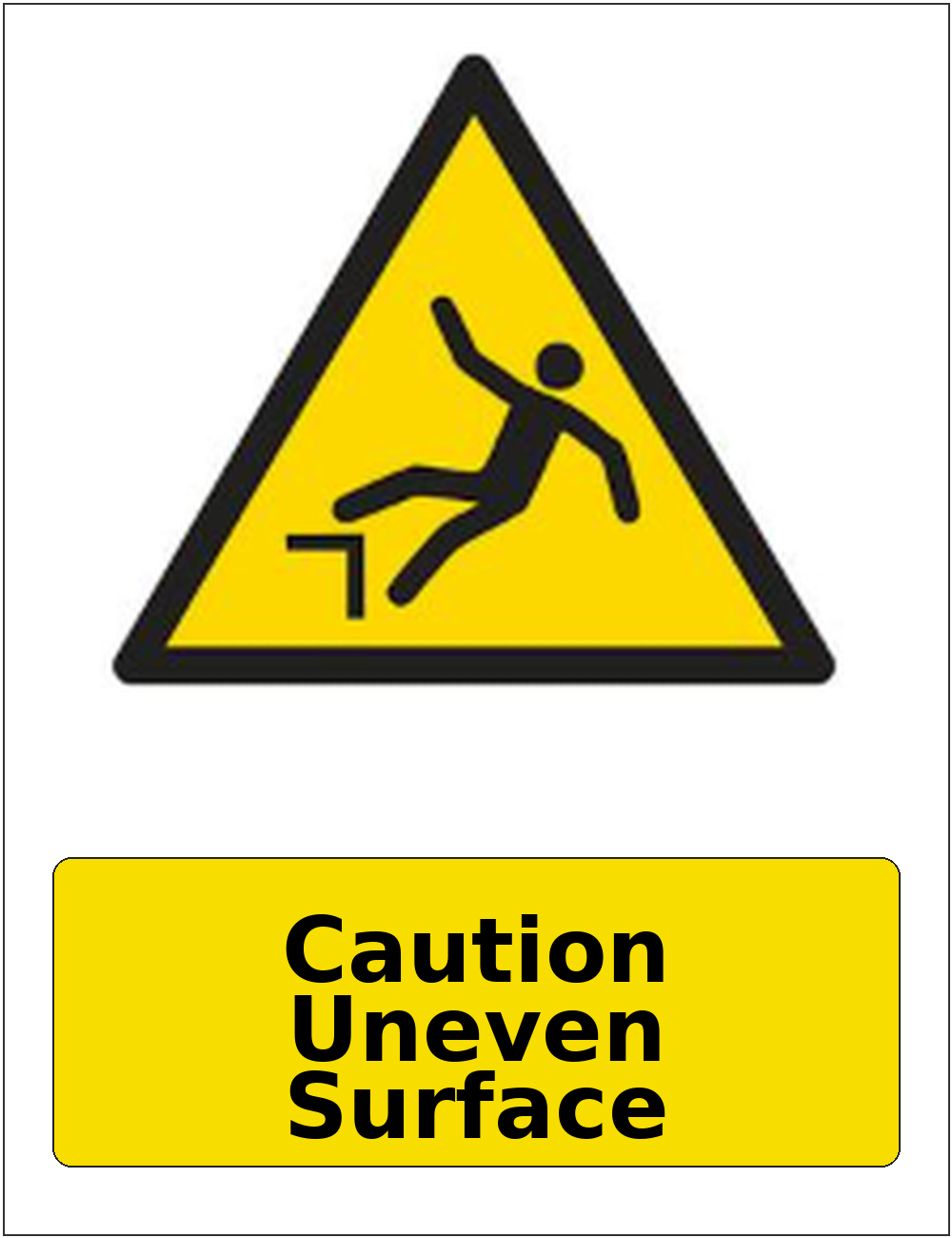Caution Uneven Surface portrait trip hazard warning sticker